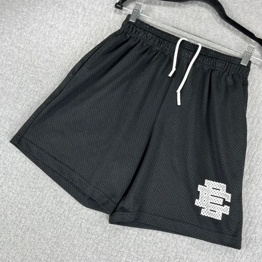 Eric Emanuel Mesh Shorts Mens Large Black EE Logo Basic Basketball Streetwear